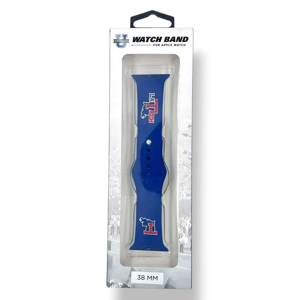 Louisiana LA Tech University Bulldogs Silicone Watch Band 38mm for Apple - Blue